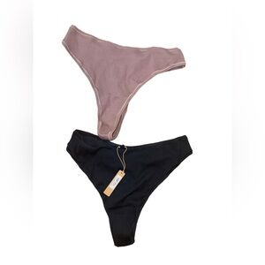 SKIMS Bundle Of 2 Thongs Size 3x Cotton Rib Dipped Thong Umber & soot panty Lot